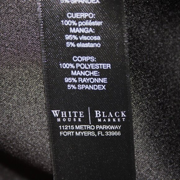 White House BM Top Sz 10 Black Hi Lo Zipper Poly Rayon Top - Picture 11 of 14